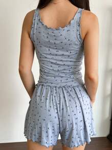 DAZY 2 Stücke Damen Ditsy Blumen Bequeme Schlafanzug Set