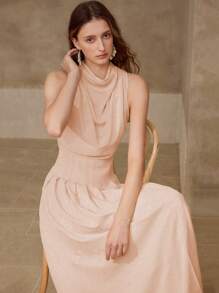 MOTF PREMIUM VESTIDO DRAPEADO CON PLIEGUES