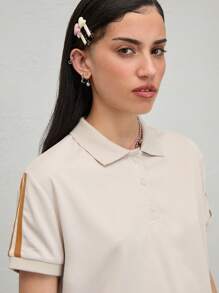 COUREZ Camisa polo boxy a rayas / Atuendos de verano para mujer / Blusas de verano para salir Blusas casuales / Vintage Y2K