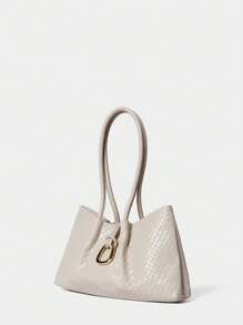 SHECARRY Women Simple Solid Color Tote Bag, Casual & Versatile - Beige - View 4