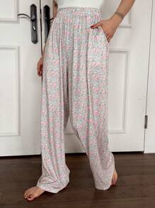 Quần ngủ ống đứng dáng rộng họa tiết hoa Ditsy dành cho nữ, Thu Đông - Nhiều màu - Xem 6