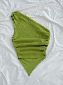 Soleia Blusa de mujer de talla grande para vacaciones de verano con cuello y bajo asimétricos