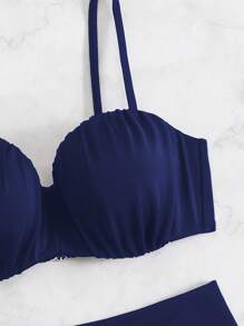 Swim Lushoire Bộ đồ bơi bikini 2 mảnh Springbreak màu trơn có gọng nâng cao dành cho nữ - Màu xanh hải quân - Xem 5