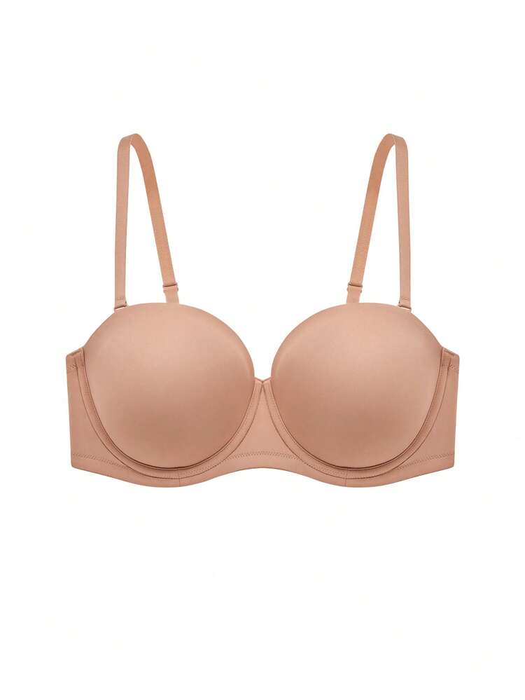Strapless Push-Up With Silicone Band Underwire T-Shirt Half Bra Lingerie As Outerwear Bra