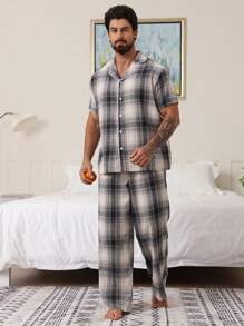 DAZY Summer Plaid Multi-Color Men's 2 Pieces Loungewear Sets Pajama - Multicolor - View 5