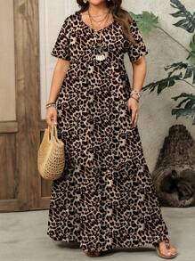 EMERY ROSE Váy họa tiết da báo tối giản giản dị phong cách lễ hội âm nhạc & ngày lễ, phù hợp cho kỳ nghỉ hè, cỡ lớn - màu nâu - Xem 7