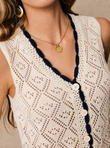 Poéselle Modische zweifarbige gestrickte Weste, geeignet für den Sommer