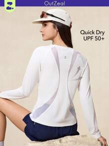 OutZeal Quick-Dry Breathble UPF50+Round Neck Long Sleeve Tee Women Athletic Workout Running