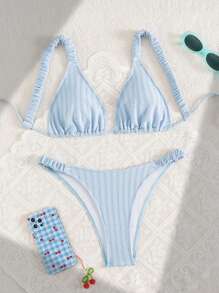 Swim Mod Set de costum de baie cu căptușeală detașabilă din două piese cu textura simplă Springbreak