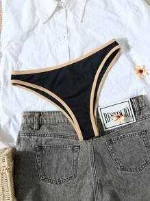 Swim Basics قاعدة السباحة - سراويل بيكيني نسائية ذات لون أحادي بتصميم بسيط وجذاب للشاطئ - الأسود - مشاهدة 8