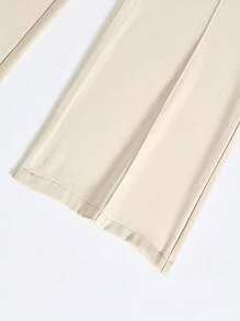 SHEIN Clasi Women's Solid Color Fashion Pants, Suitable For Summer - Beige - View 4