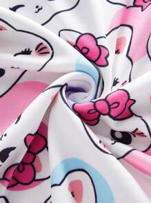 Set de 3 piezas de pijama ajustado con camiseta de manga corta y pantalones cortos con estampados de mariposa, corazón y flor para niñas pequeñas