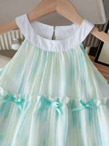 Girls Floral Sweet Summer Dress, Suitable For Casual, Party, Event Wear, Elegant And Glamorous - Baby Blue - View 4