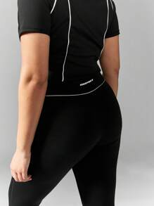 MISSGUIDED PLUS Contrast Binding Active Legging - Black - View 3