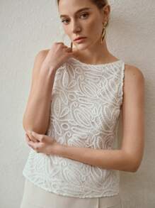 MOTF PREMIUM Canotta con scollo tondo ricamata