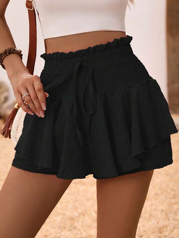 LanaWest Damesshort met paperbagtaille en ruches