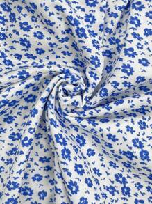 SHEIN SunnyBelle Camiseta casual, elegante y sexy de talla grande con tirantes finos y mangas cortas con estampado floral "Ditsy" en estilo francés, adecuada para primavera y verano