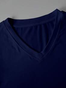INAWLY Women's Casual Solid Color V-Neck Long Sleeve Loose T-Shirt, Versatile For Spring & Autumn