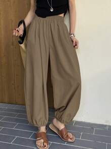 DAZY Women's Solid Color Wide Leg 3/4 Pants, Casual And Relaxed Style For Summer
