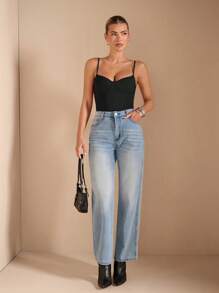 SHEIN BAE 女士红色圣诞细肩带吊带背心，适合浪漫约会、宴会、正式聚会、日常外出、圣诞节、女神 - 黑色 - 查看 6