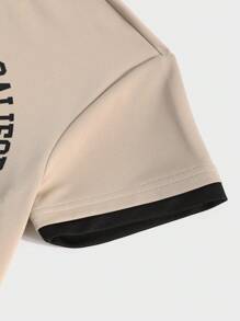 2 件青少年男童休闲短袖短裤套装，街头潮流朋克摇滚校园风格，适合日常、派对、音乐节，适合春夏季