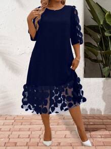 SHEIN Clasi Plus Size Women Summer Elegant Mesh Patchwork Dress