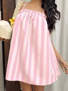 Sunnyshic Women's Casual Colorful Stripe Strap Sundress, Versatile For Holiday/Daily Wear, Spring/Summer