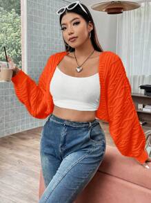 POPSWAY 大码女式扭纹图案长袖背心开衫