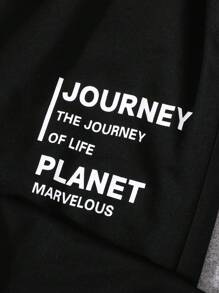 SHEIN 2pcs/Set Teen Boys Space Print Casual Short Sleeve T-Shirt And Printed Long Pants 2 Pieces Outfit, Great For Traveling, Transition Season, And Outdoor Wear - Red - View 5