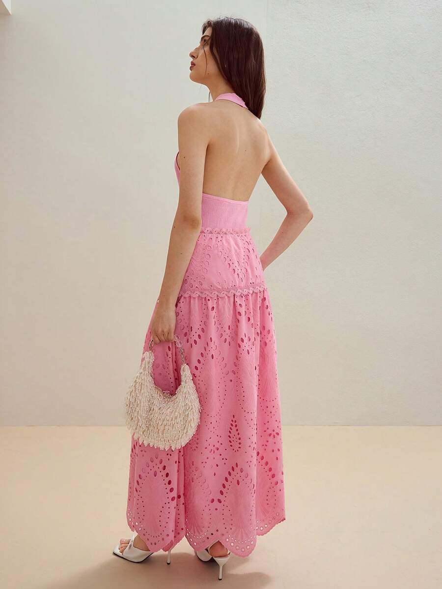 MOTF STUDIO HALTER RIB-KNIT TOP - Pink - View 2