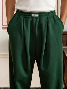 SWAVVY 3pcs/Set Men's Standard Size Casual Loose Pleated Straight Leg Jogger Pants