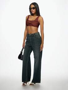 MISSGUIDED Atasan Tank Top Crop dengan Simpul Depan, Bralette Tanpa Lengan untuk Musim Panas, Yoga, Olahraga, Gym, Latihan Atletik, Pelatihan Dasar, Studio Tari, Kasual, Pakaian Sehari-hari, Pakaian Aktif Penting - Mocha Brown - View 3