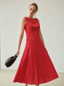 MOTF PREMIUM 亚麻褶皱裙 - 紅色 - 查看 1