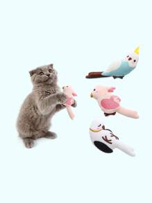 PETSIN Cute Bird-Shaped Plush Cat Toy, Durable And With Sound - Multicolor - View 4