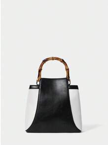 SHECARRY Sac fourre-tout simple et décontracté de mode pour femme, pour un usage quotidien - Noir et Blanc - Voir 5