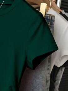 Koszulka dla dziewcząt w wieku nastoletnim, uniwersalna, plisowana w talii, z krótkim rękawem, letnia, wakacyjna