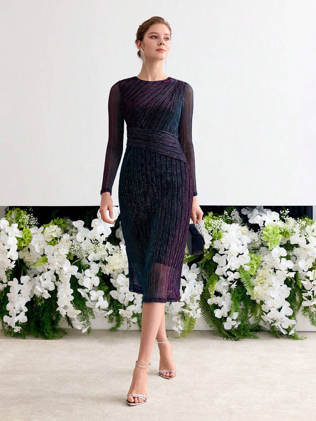 keyhole back cocktail dress Stylish Draping Neck Keyhole Back Sequin Cocktail Dress 2 / Other Colors