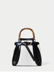 SHECARRY Sac fourre-tout simple et décontracté de mode pour femme, pour un usage quotidien - Noir et Blanc - Voir 1