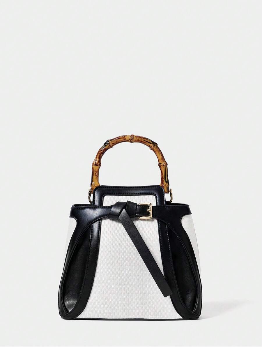 SHECARRY Sac fourre-tout simple et décontracté de mode pour femme, pour un usage quotidien - Noir et Blanc - Voir 1