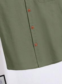 SHEIN Older Boys' Casual Loose Comfortable Short Sleeve Shirt - Army Green - View 4