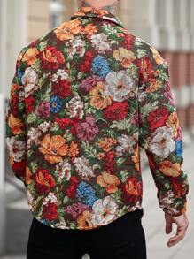 Manfinity Homme Men's Floral Pattern Long Sleeve Jacket - Brown - View 2