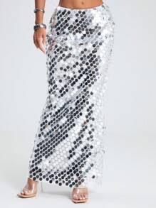 Glamine 女式闪亮银灰色亮片装饰派对裙 - 灰色 - 查看 7