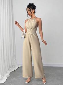 Firerie Mono sin mangas de un solo color con diseño cruzado para mujer, atuendo elegante para festivales, fiestas, festivales de música, temporada de graduación, playa, vacaciones y uso diario