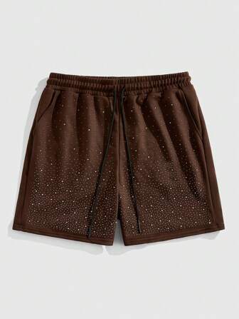 Herren lässige Shorts mit funkelndem Diamant-Muster, Street-Style