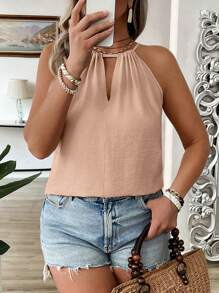 EMERY ROSE Áo hai dây mảnh màu mơ cỡ lớn thời trang rộng rãi, thoải mái, thiết kế dây đeo vai gợi cảm, dành cho những quý cô thanh lịch - Hồng - Xem 4