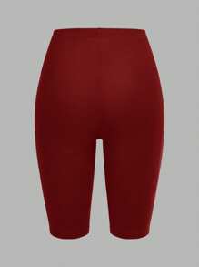 SHEIN EZwear 3pcs Black, Wine Red, White Casual Knitted Skinny Women Short Leggings, Summer