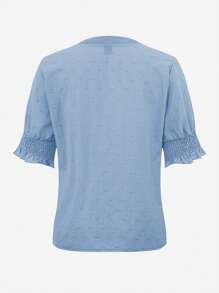 EMERY ROSE Camisa De Mujer Con Cuello En V Y Mangas Abullonadas De Schiffy - Azul - Ver 7