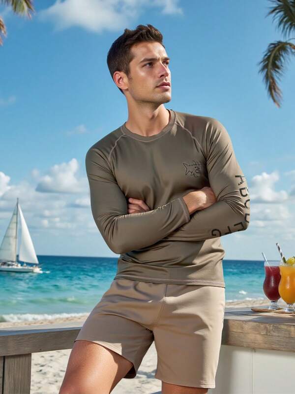 Manfinity VDAYZ Men's Swimsuit With Sun Protection, Minimalist And Fashionable, Suitable For Summer