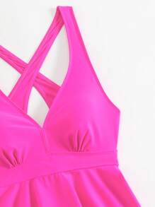 SHEIN Swim 2pcs Women Swimsuit, Figure Flattering & Slimming, Sexy For Beach, Pool, Hot Spring For Summer Beach Vacation