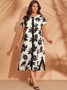 EMERY ROSE Women's Contrast Color Print Casual Vacation Plus Size Dress - Multicolor - View 2